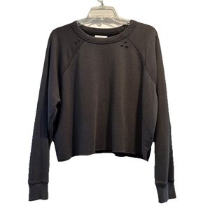 Aerie Women's Medium Charcoal Distressed Crew Sweatshirt